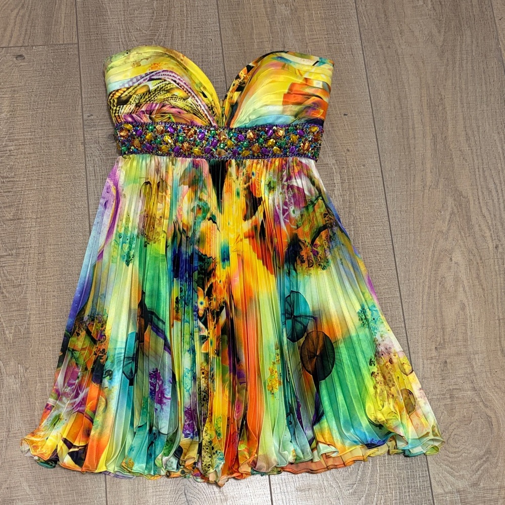 Night Moves Vibrant Strapless Mini Dress